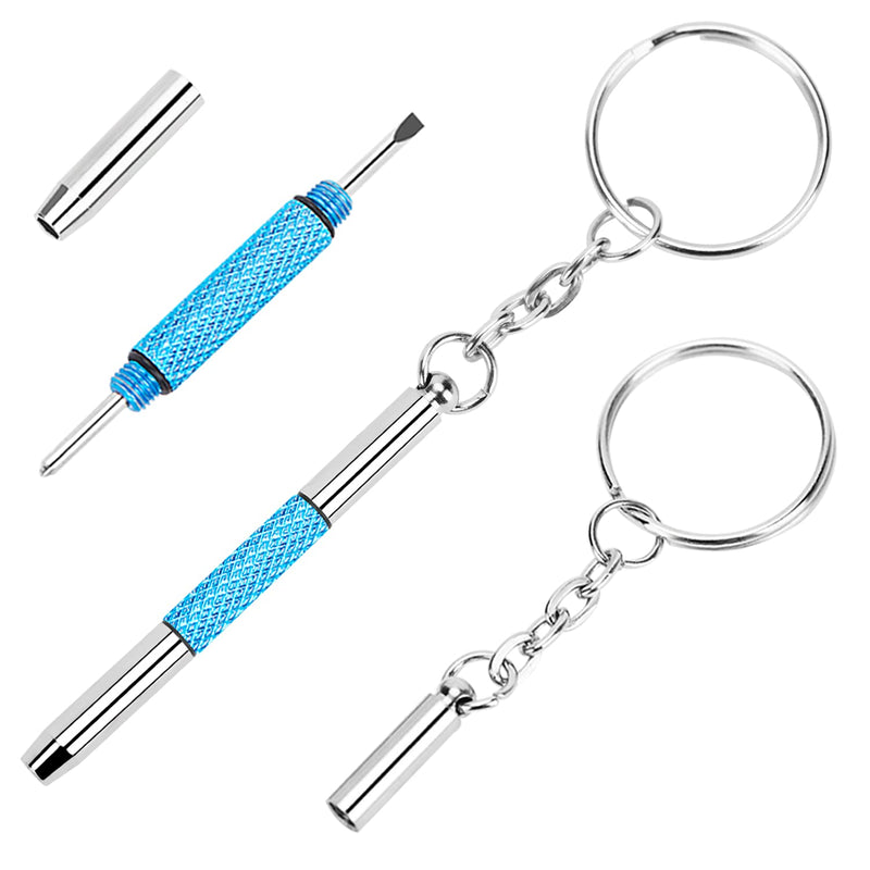 UNEAK - Eyeglass Screwdriver Repair Kit Precision 3 in 1 Mini Screwdrivers Set Keychain Glasses, Sunglasses, Sunglass, Watch, Electronics, Jewelry, Eyeglasses, Flat Head, Phillips, Hex Blue