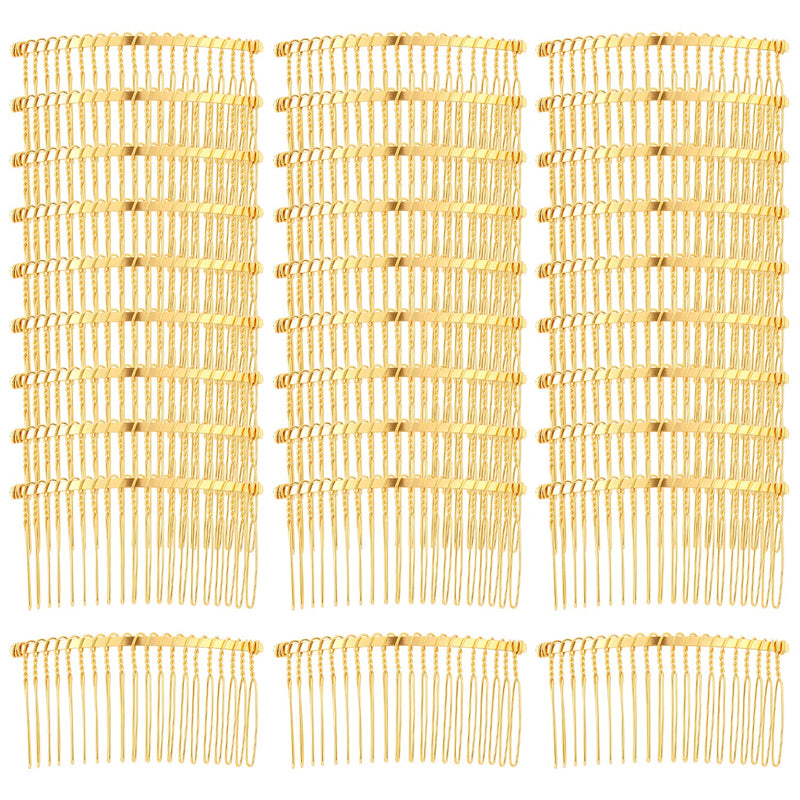 Cinaci 30 Pack Gold Metal Hair Side Combs Slide Bun Holder with 20 Teeth DIY Headpieces Clips Grips Barrettes Accessories for Women Girls Brides Veil (Gold) - BeesActive Australia