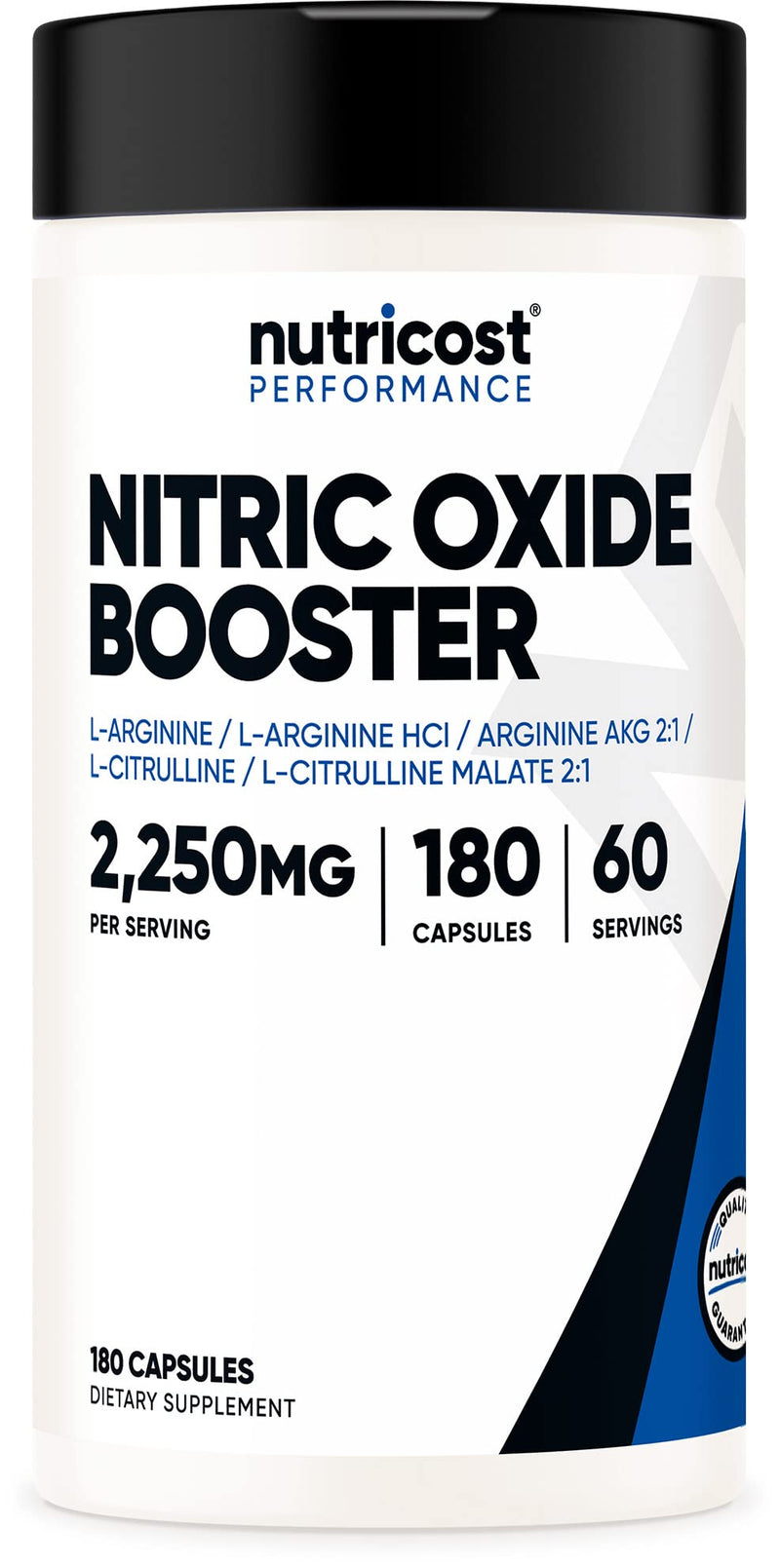 Nutricost Nitric Oxide Booster 750mg, 180 Capsules - 2250mg Per Serving - Gluten Free and Non-GMO - BeesActive Australia