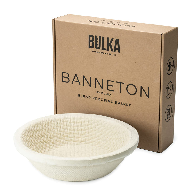 Bulka Banneton Bread Proofing Basket Spruce Wood Pulp Round 9" Waffle, Sourdough Bread Baking Supplies Brotform - Non-Stick Dough Proving Bowl, Gifts for Bakers making Artisan Loaves, Made in Germany. Waffle 1kg - BeesActive Australia