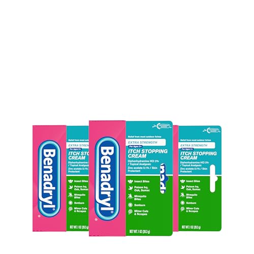Benadryl Extra Strength Anti-Itch Cream, 2% Diphenhydramine HCl, 3 x 1 oz Topical Cream 1 Fl Oz (Pack of 3)