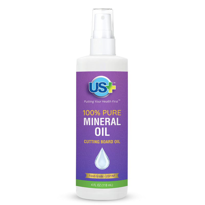 4oz US+ 100% Pure Mineral Oil Spray - Food-Grade - Cutting Board Oil - Restores & Protects Cutting Boards, Butcher Blocks, Countertops, Steel Surfaces & More (4oz Spray) - BeesActive Australia