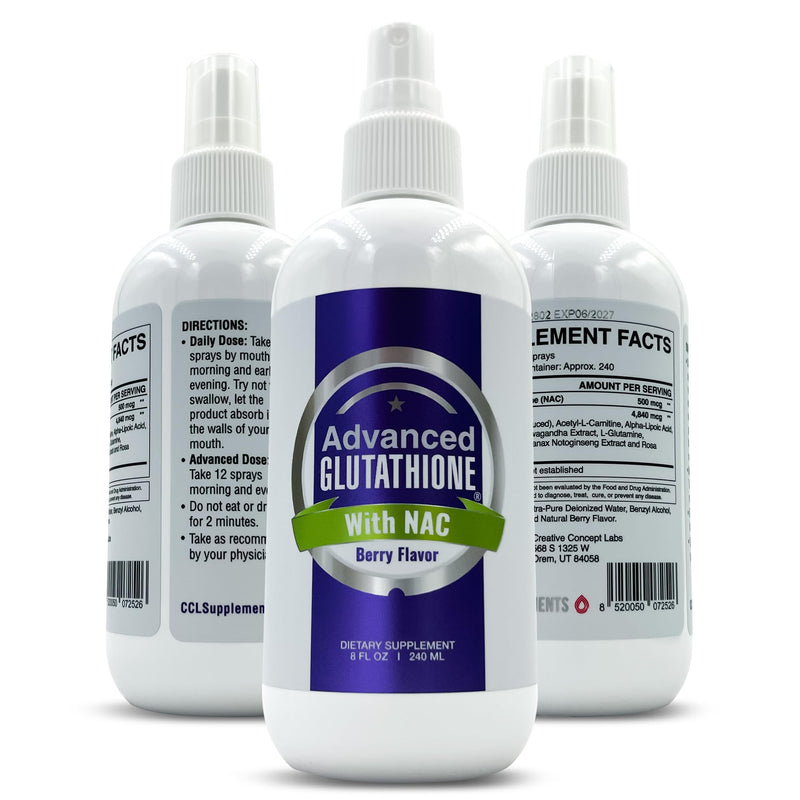 Liquid Liposomal Glutathione Spray - Maximum Absorption Glutathione Supplement with NAC, Ashwagandha, Glutamine, Ascorbic Acid - Sublingual Easy Use - Immune & Detox Support - 8oz 8 Fl Oz (Pack of 1)