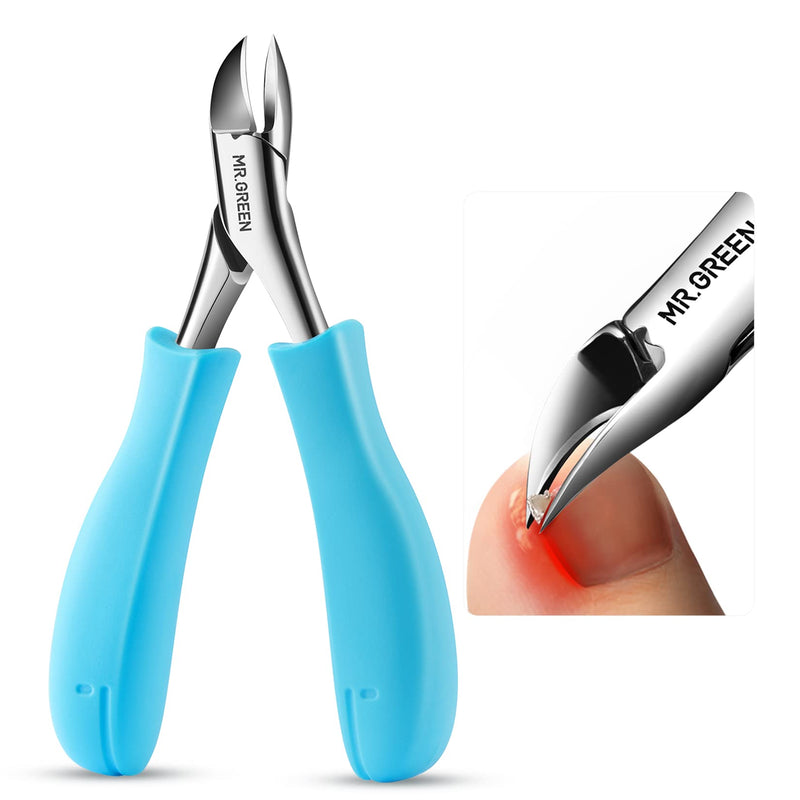MR.GREEN Nail Clippers Toenail Cutters Anti-Splash Professional Ingrown Thick Hard Nail Scissors Pedicure Tools Manicure Sets (Blue Handle) Blue - BeesActive Australia