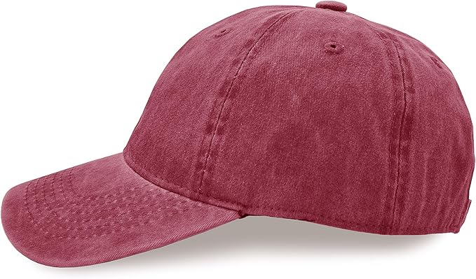 VODIORE Vintage Washed Cap Distressed Baseball Cap Unisex Adjustable Dad Hat Burgundy - Washed Medium - BeesActive Australia