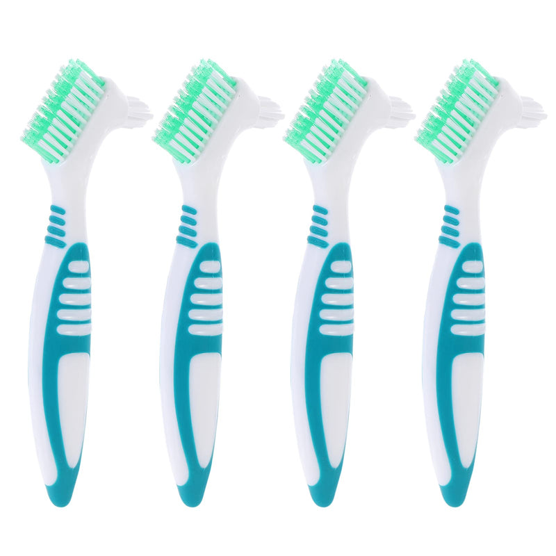 Healifty 4 Pcs Hard Denture Brush Double Sided Toothbrush Multi- Layered Bristles Fake Teeth Cleaning Brush Denture Care (Green) Green - BeesActive Australia