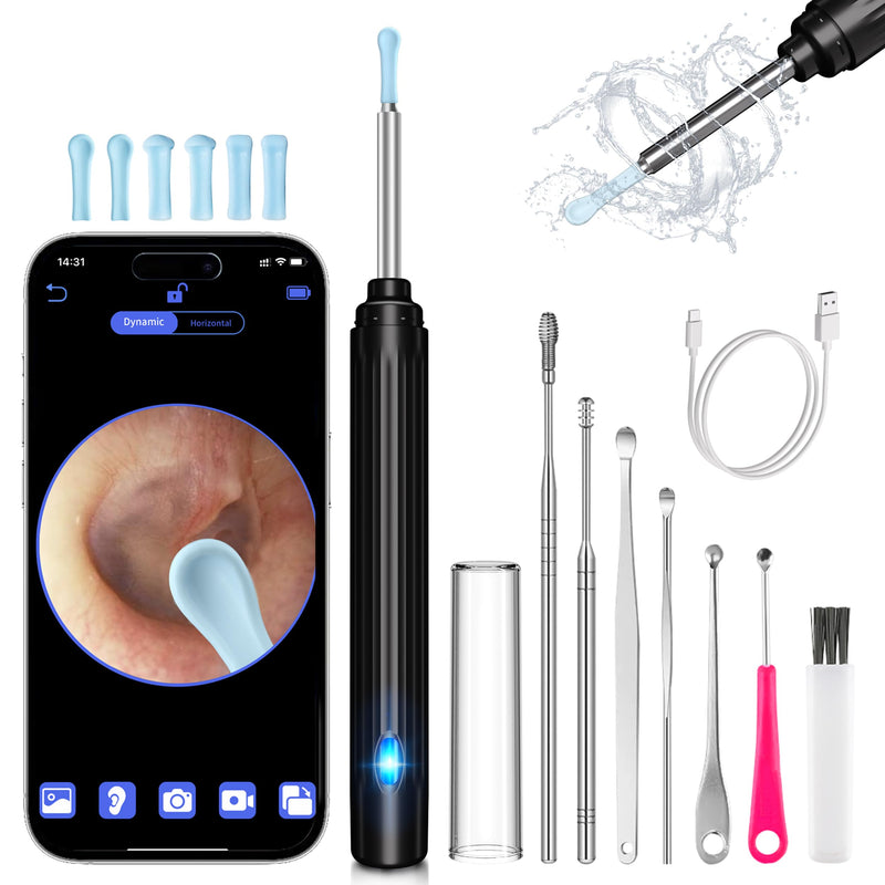 Ear Wax Removal Kit,Ear Cleaner with Camera,Ear Cleaning Kit 1269P HD Otoscope with Lights and 6 Ear Picks, Earwax Removal for Adults and Children Black - BeesActive Australia