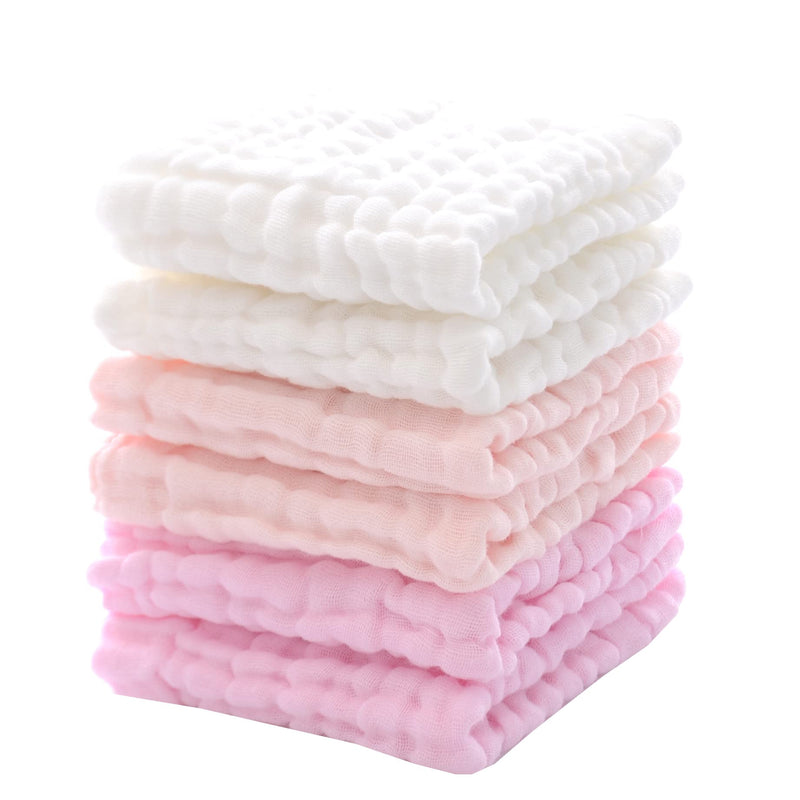MUKIN Baby Washcloths and Burp Cloths, Soft Absorbent Towels for Newborns, 6 Pack, 12x12 Inches (Pink) Pink - BeesActive Australia