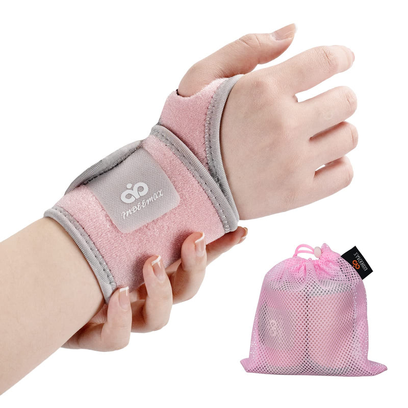 INDEEMAX 2 Pack Copper Wrist Brace Support for Carpal Tunnel, Pain Relief, Arthritis, Tendonitis, Adjustable Wrist Braces Compression Wraps Both Hands, Fit for Men and Women, Pink - BeesActive Australia