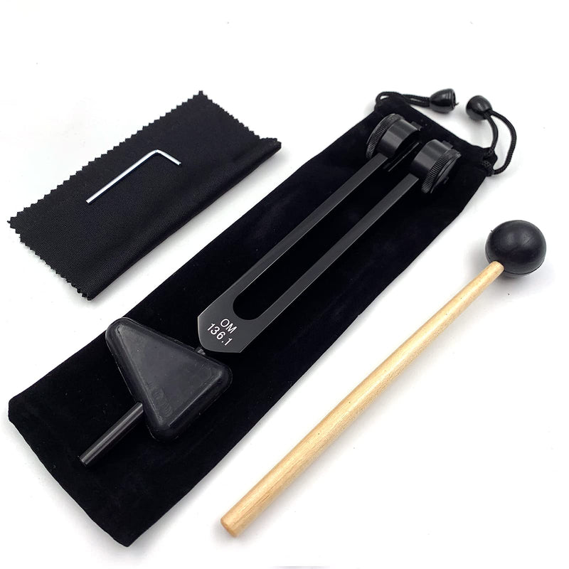 OM 136.1Hz Tuning Fork Weighted, Heart Chakra Tuning Energy Fork for Sound Healing, Meditation, Immune System and Circulatio, Perfect Healing Musical Instrument, Black 136.1HzÔºàBlackÔºâ - BeesActive Australia