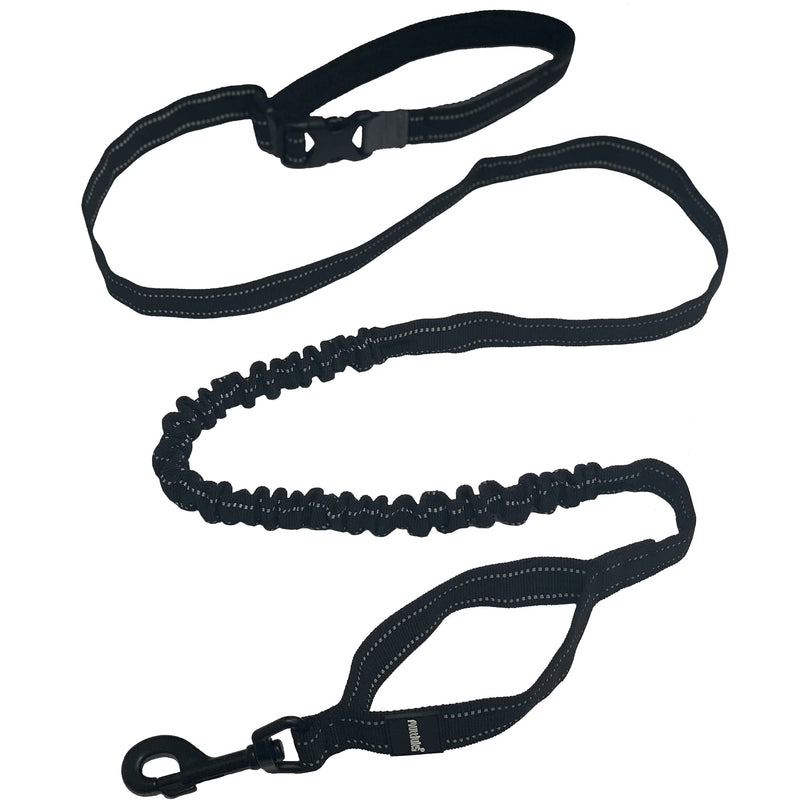 Muttluks, MuTTravel 2-in-1 Hands-Free Bungee Leash, Waist-Worn or Hand-Held for Running or Walking Black Large 89"/226cm