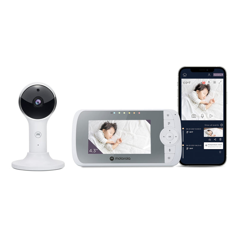 Motorola VM64-4.3" Screen HD 1080p Camera & WiFi Baby Monitor W/App Connectivity, 2-Way Audio & 1000ft Range - Remote Pan-Tilt-Zoom, Room Temp Display, Lullabies, & Night Vision 1 Camera - BeesActive Australia