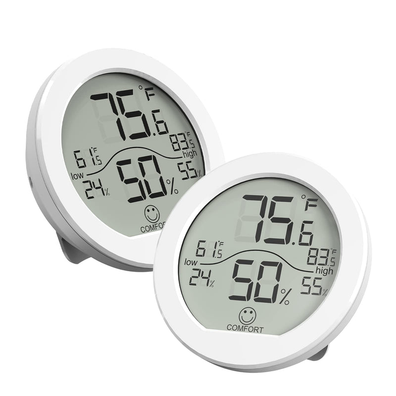SECRUI Hygrometer Thermometer for Room Temperature Humidity Meter Indoor Thermometer Accuracy Calibration LCD Temperature Sensor with Maximum and Minimum Records, TH1, White, 2 Pack TH1 x2 - BeesActive Australia
