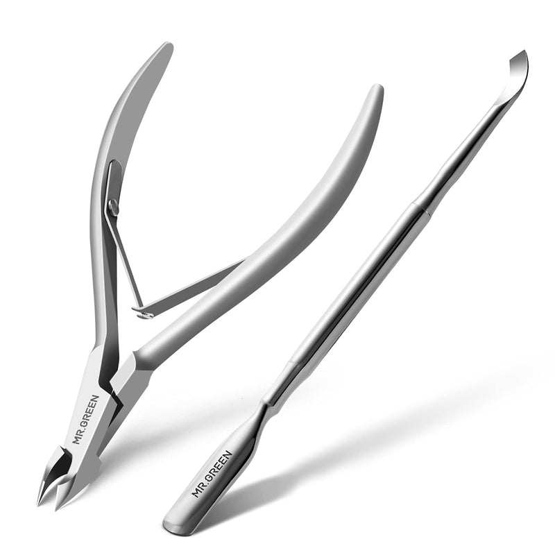 MR.GREEN Cuticle Nippers Nail Manicure Scissors Cuticle Clippers Trimmer Dead Skin Remover Stainless Steel Cutters Beauty Tool With Pusher (Mr-1028+Pusher) Mr-1028+pusher - BeesActive Australia