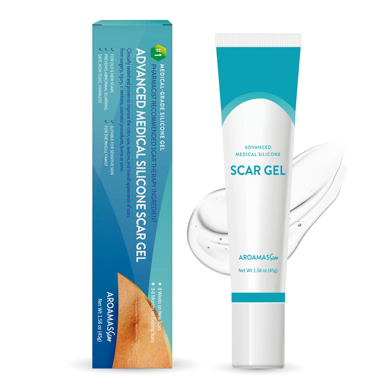 Aroamas Scar Advanced Scar Gel - Medical-Grade Silicone Scar Gel to Help Improve The Appearance of Scars and Stretch Marks for Face & Body - 45g - BeesActive Australia