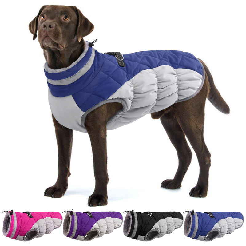 Large Dog Coat,XXLarge Dog Winter Coat,Waterproof Dog Jacket with Back Zipper,Extra Large Dog Coat,Warm Fleece,Dog Jacket with D-Ring,Windproof Dog Winter Clothes Golden Retriever Blue XX-Large - BeesActive Australia