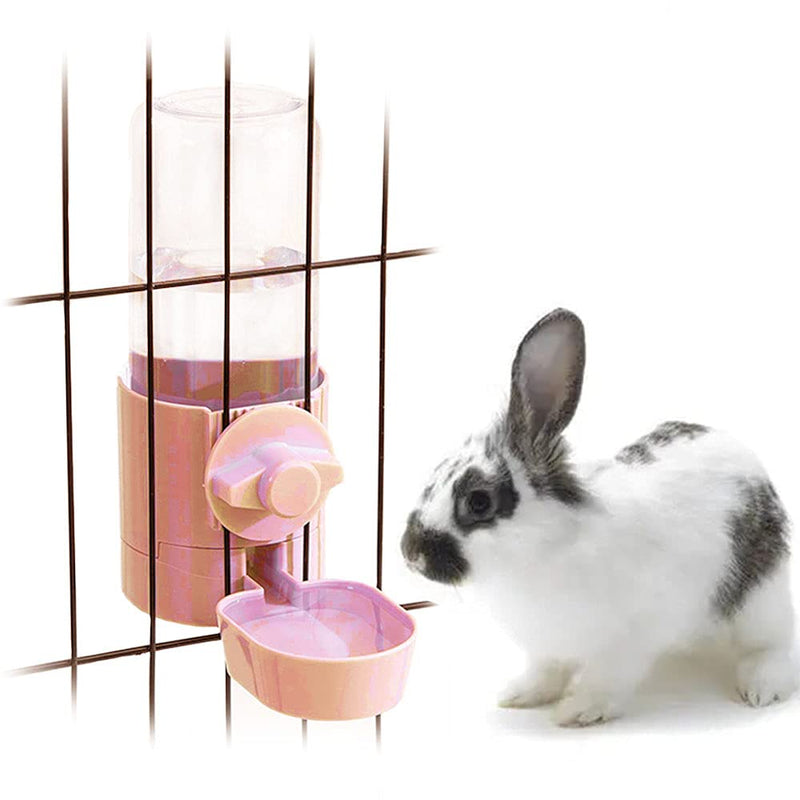 17oz Bunny Water Bottle No Drip for Cage, Hanging Automatic Water Dispenser for Small Animal Guinea Pig Hamster Chinchilla Ferret Rabbit Pink - BeesActive Australia