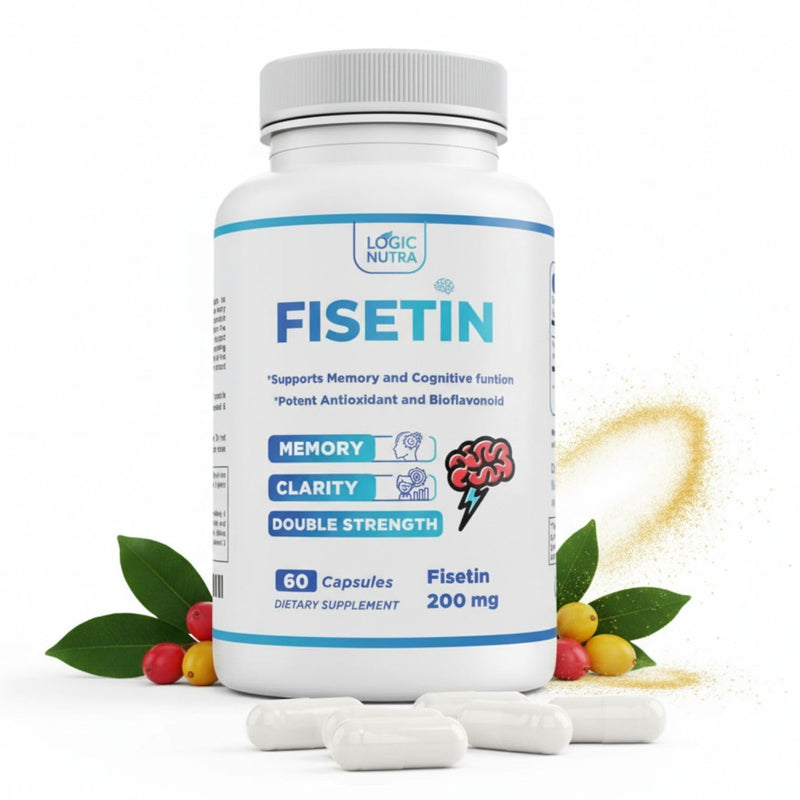 Fisetin Double Strength - Fisetin Supplements 200 mg - Non-GMO, Vegan, & Gluten Free - 60 Capsules - Potent Antioxidant Supplement for Wellness Support