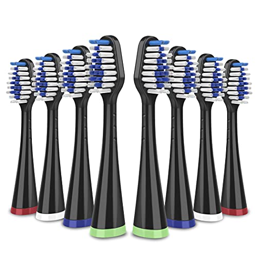 Replacement Toothbrush Heads for Waterpik Complete Care 5.0/9.0 (CC-01/WP-862), STRB-8WB, (8-Pack, Black) 8-pack, Black