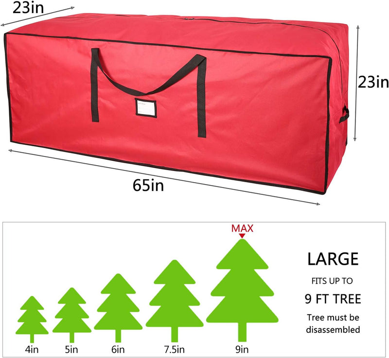 BALEINE 9 ft Christmas Tree Storage Bag, Heavy Duty 900D Oxford Fabric with Reinforced Handles and Dual Zippers Wide Opening, Extra Large Storage Container for Trees and Decorations (Red) Red - BeesActive Australia