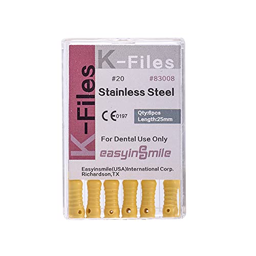 Easyinsmile Dental Endo Hand Use K-Files 25MM Endodontic Stainless Steel Files (20#) 20#