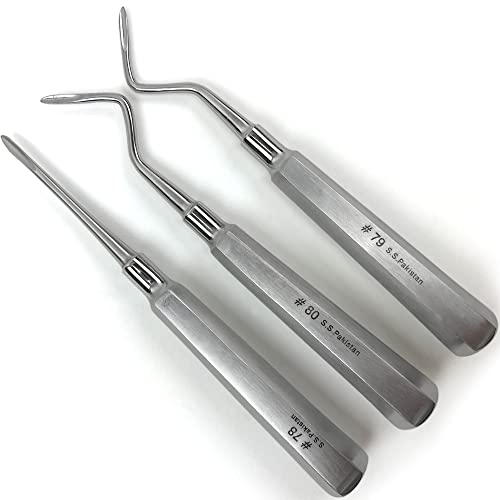 Root Elevator Set – Luxating Periotome, Apical Molt Osteotome, Root Extraction Instruments, Professional Oral Implant Tools - 3 Pcs 3 Pcs Set