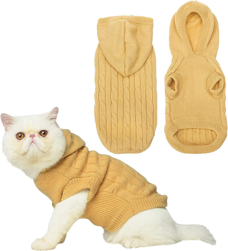 PUPTECK Winter Dog Cat Sweater Coat - Soft Cold Weather Clothes Knitwear for Kitties & Small Dogs Indoor Outdoor Walking Warm, Knitted Classic for Doggies Kitties Girls Boys, Cream M M: Chest 13.8in, Back 14in - BeesActive Australia