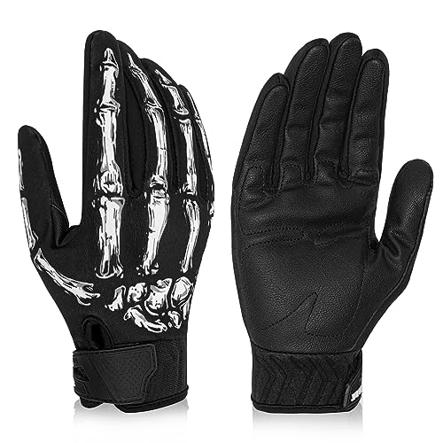 RIGWARL Winter Gloves for Men Women, Waterproof, Touchscreen, Cold Weather White Skeleton Classic X-Large