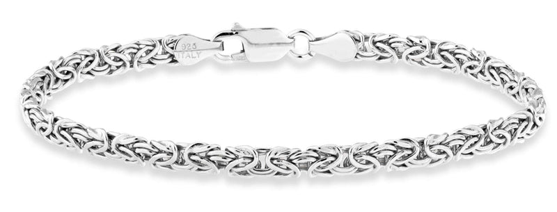 Miabella Italian 925 Sterling Silver or 18K Gold Over Silver 4mm Byzantine Link Chain Anklet Ankle Bracelet for Women, Made in Italy Length 11 Inches (Large) - BeesActive Australia
