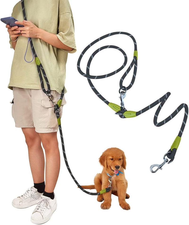 pawstrip Hands Free Dog Leash Waist & Crossbody Rope with Slip Lead Durable for 2 Dogs Nylon Reflective Heavy Duty Hiking Running Leash for Medium Large Dogs (Black) Black - BeesActive Australia