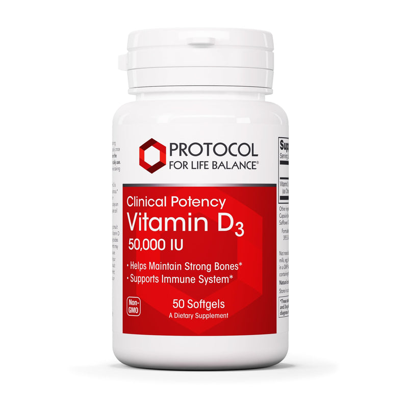 PROTOCOL FOR LIFE BALANCE Vitamin D3 50,000 IU, 50 Softgels | Supports Calcium Absorption*, Bone and Dental Health*, Immune System Function*, Supports Nervous System and Brain Function*