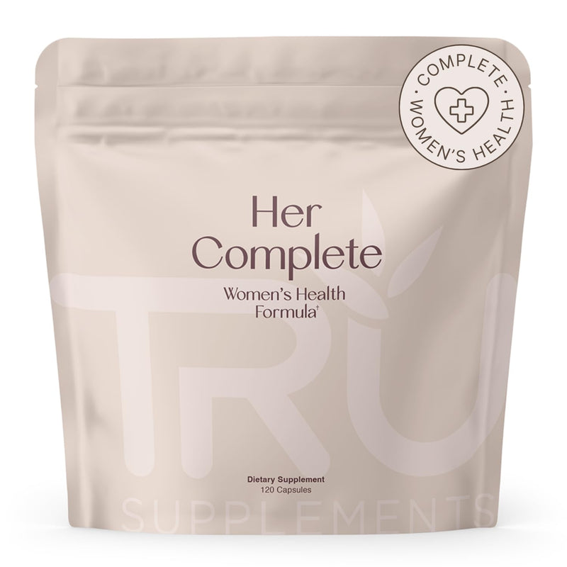 TRU Supplements HER Women’s Health Supplement, Complete Formula for Daily Hormone Support, Gut & Skin Health, Fertility & Mood Booster, PMS & Digestive Support, Natural Women’s Formula - 30 Servings