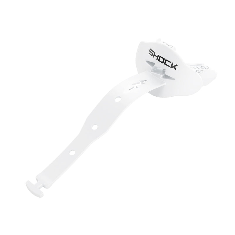 Shock Doctor Bolt Lipguard, Adult Mouth Guard Football with Strap. Mouthguard One Size Fits All White