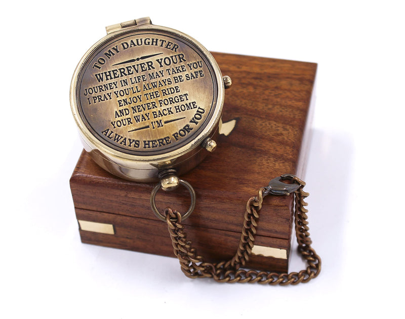 to My Daughter Compass – Graduation Gifts for Daughter from Dad or Mom – Birthday, Confirmation, Camping Gift for Daughter – Engraved Compass with Gift Box - BeesActive Australia