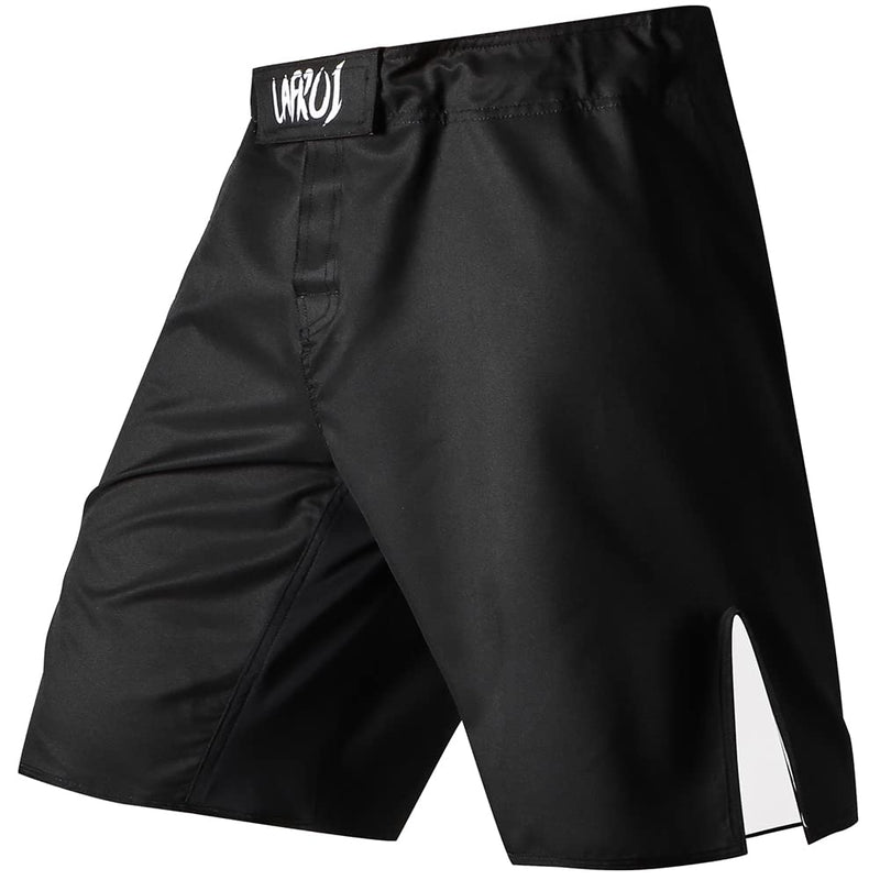 LAFROI Mens MMA Cross Training Boxing Shorts Trunks Fight Wear with Drawstring and Pocket-QJK01 Black Small