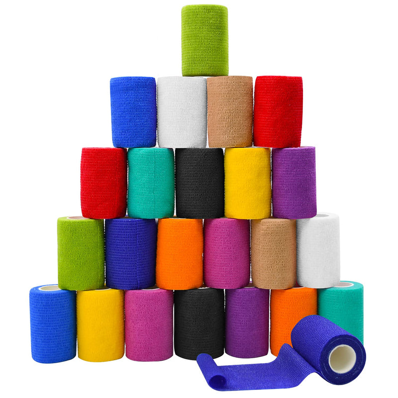 12/24/48/72pcs Self Adhesive Bandage Wraps, 2in 5 Yards, Multicolor (3 Inch, 24 Pack Multicolor) 3 Inch - BeesActive Australia