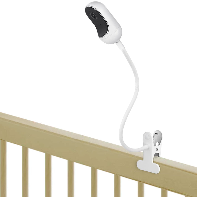 Flexible Clip Mount Compatible with Owlet, Motorola and Other Baby Monitor Camera with 1/4 Threaded Hole without Tools or Wall Damage - White - BeesActive Australia