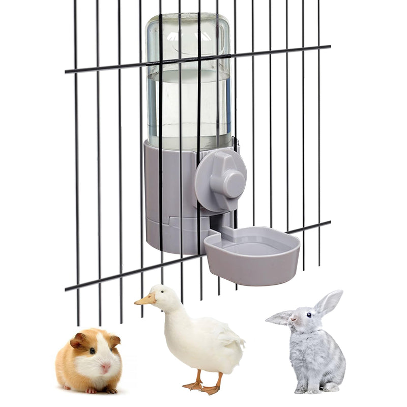 Rabbit Water Bottle 17 OZ Bunny Hanging Water Fountain Automatic Guinea Pig Water Dispenser No Leak Drinking Feeder for Bunny Chinchilla Hamsters Cat Dog Small Animals(Grey) 1pcs - Gray - BeesActive Australia