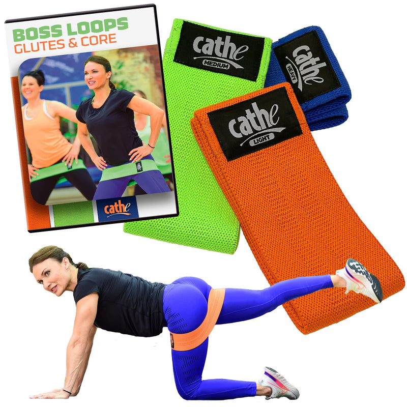 Cathe Boss Loops Booty Bands Set of 3 & Cathe Glutes & Core Workout DVD - Also Includes Cathe Travel Carry Case for Your Resistance Bands & DVD • Boss Loops are for Everybody • Take Them Anywhere - BeesActive Australia