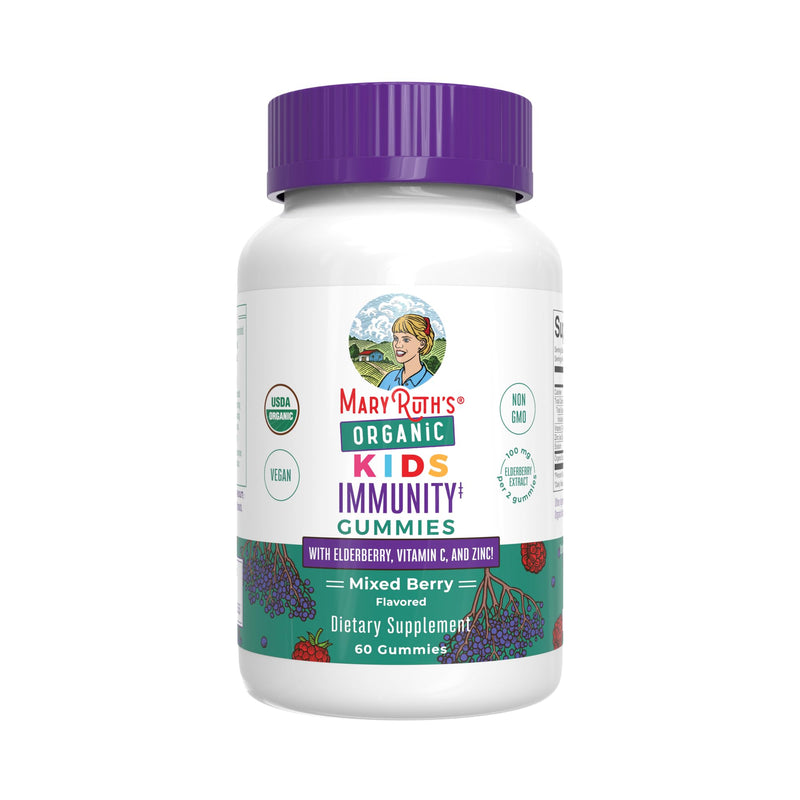 MARYRUTH'S Organic Kids Immune Support Gummies with Elderberry, 60 Count | USDA Organic, Vitamin C, Zinc, and Elderberry, Ages 4+, Vegan, Non-GMO, Gluten Free, 60 Count