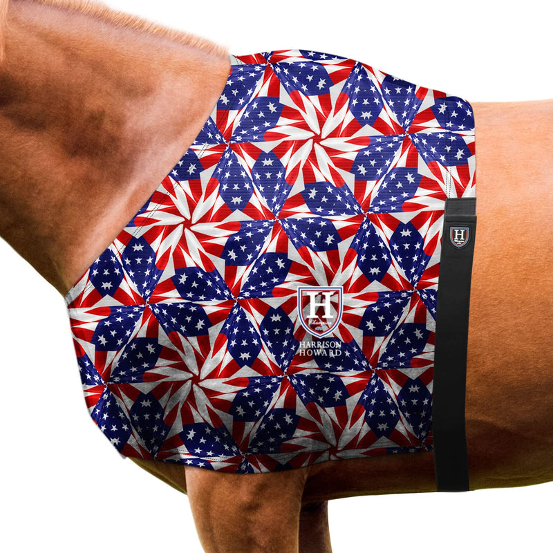 Harrison Howard Heat-insulating Breathable Stretchy Shoulder Guard Anti Rub Bib for Horse US Flag Prism L Full (Large)