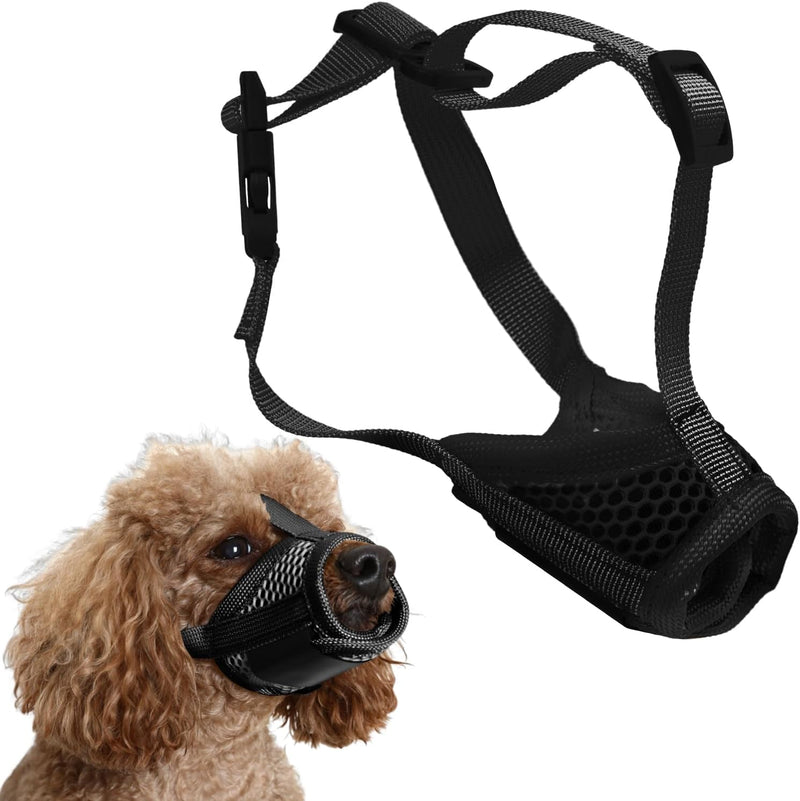 MoiiLavin Soft Dog Muzzle for Small Dogs XS for Grooming Barking Chewing, Barkless Mesh Muzzles to Prevent Eating Poops,Best for Aggressive Dogs Breathable-Black - BeesActive Australia