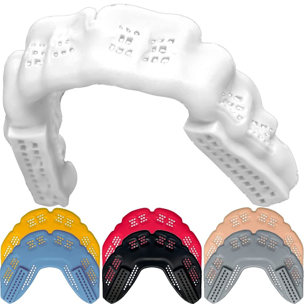 Bulletproof Kevlar: World’s Thinnest Sports Mouth Guard is 3X Stronger! Football Mouthpiece BJJ Mouthguard Lacrosse Basketball MMA Boxing Wrestling Adult Youth Kids Men Women Girl Night Guard Braces Clean White - BeesActive Australia