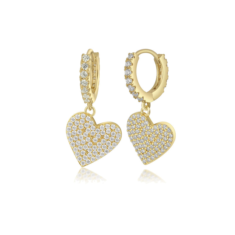 GOVENUS 14K Gold Plated Cubic Zirconia Dainty Lightweight Huggie Hoop Earrings With Dangle Drop Earrings for Women Girls Jewelry Gift Heart-Gold - BeesActive Australia