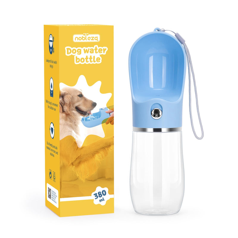 Nobleza Dog Water Bottle, Leak Proof Portable Pet Water Bottle Dispenser BPA-Free Puppy Water Bottle for Outdoor Walking, Hiking, Travel, Food Grade Plastic (12.8oz, Blue) 12.8 OZ - BeesActive Australia