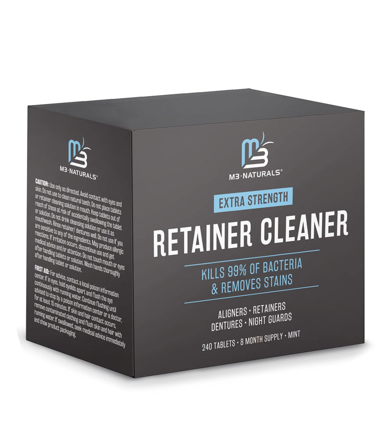 Retainer and Denture Cleansers 240 Tablets Removes Bad Odors Discoloration Stains Plaque for Cleaning Invisalign Mouth Guard Night Guard and Removable Dental Appliances by M3 240 Count (Pack of 1)