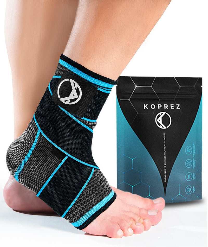 Koprez Plantar Fasciitis Sleeve - Plantar Fasciitis Relief, Plantar Fasciitis Socks, Ankle Compression Sleeve, Ankle Support for Women, Plantar Fasciitis Brace, Ankle Sleeve, Ankle Support Men Large Blue 1 - BeesActive Australia