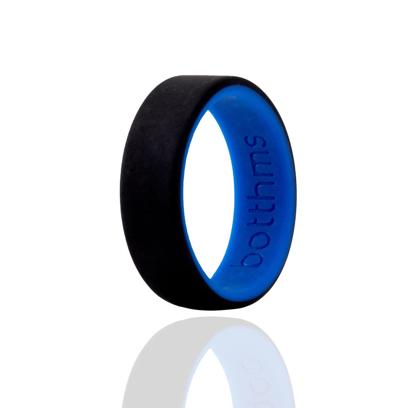 Men’s Dual Tone Silicone Rings, Silicone Wedding Rings, for Active Lifestyle Black/Blue 8