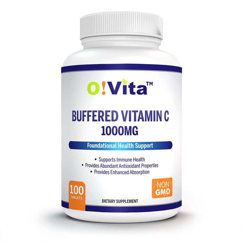 Buffered Vitamin C 1000mg for Support of Immune Health, 100 buffered Non-GMO Tablets, 100-day Supply