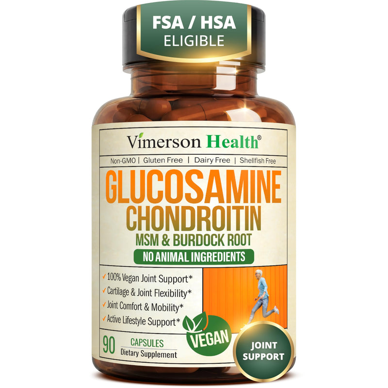 Vegan Glucosamine Chondroitin MSM – Joint Supplements for Men and Women with Glucosamine Sulfate 1500 mg – Joint Health Supplement for Cartilage, Mobility & Joint Support – 90 Capsules Vegan Glucosamine Chondroitin
